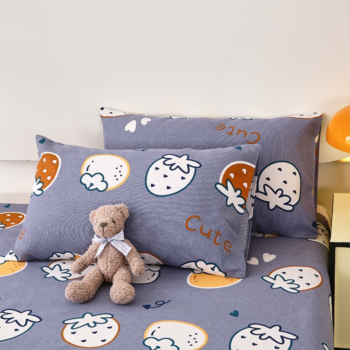 91家纺网 家纺一手货源 找家纺 爱彼家纺 2026新款古艺粗纱老粗布加厚加密凉席席子床单三件套 草莓多多