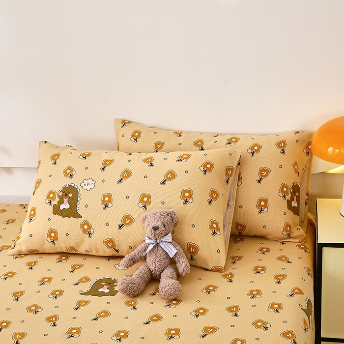 91家纺网 家纺一手货源 找家纺 爱彼家纺 2026新款古艺粗纱老粗布加厚加密凉席席子床单三件套 呆呆恐龙