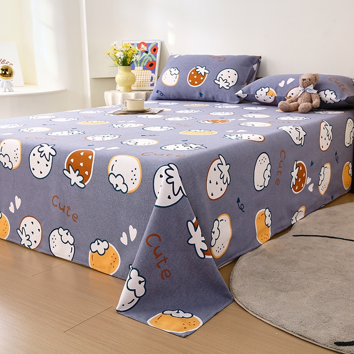 91家纺网 家纺一手货源 找家纺 爱彼家纺 2026新款古艺粗纱老粗布加厚加密凉席席子床单三件套 草莓多多