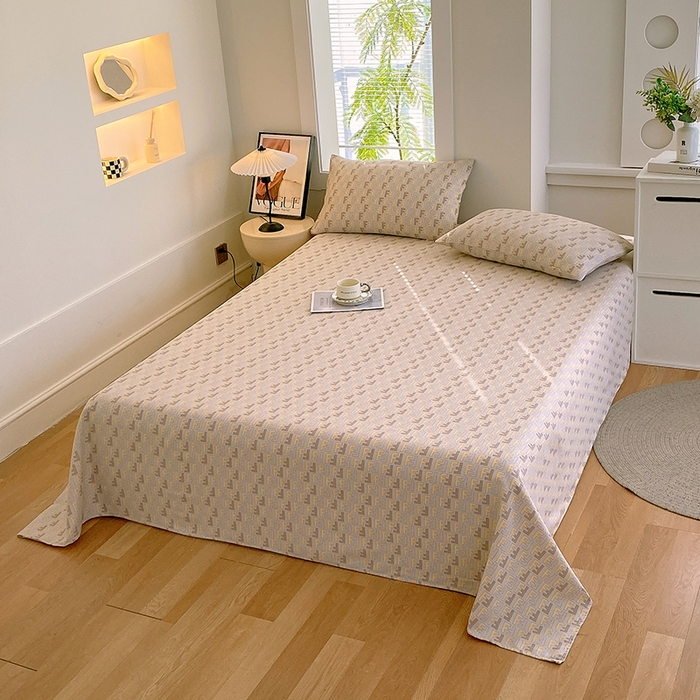 91家纺网 家纺一手货源 找家纺 爱彼家纺 2026新款古艺粗纱老粗布加厚加密凉席席子床单三件套 千鸟格