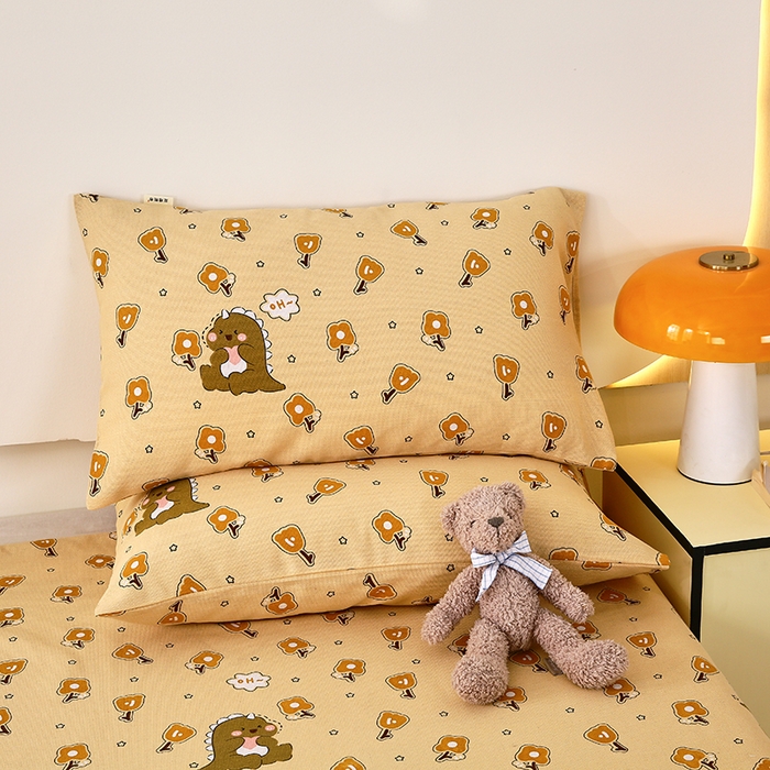 91家纺网 家纺一手货源 找家纺 爱彼家纺 2026新款古艺粗纱老粗布加厚加密凉席席子床单三件套 呆呆恐龙