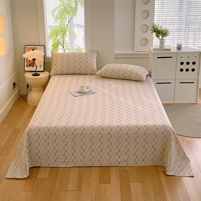 91家纺网 家纺一手货源 找家纺 爱彼家纺 2026新款古艺粗纱老粗布加厚加密凉席席子床单三件套 千鸟格