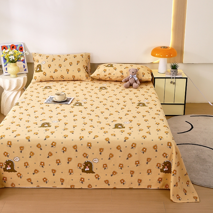 91家纺网 家纺一手货源 找家纺 爱彼家纺 2026新款古艺粗纱老粗布加厚加密凉席席子床单三件套 呆呆恐龙