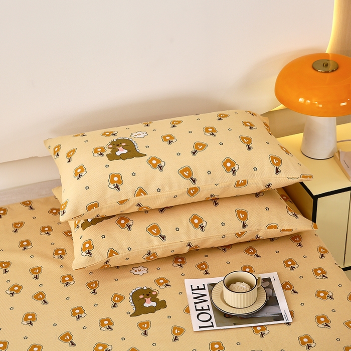 91家纺网 家纺一手货源 找家纺 爱彼家纺 2026新款古艺粗纱老粗布加厚加密凉席席子床单三件套 呆呆恐龙