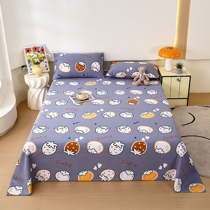 91家纺网 家纺一手货源 找家纺 爱彼家纺 2026新款古艺粗纱老粗布加厚加密凉席席子床单三件套 草莓多多