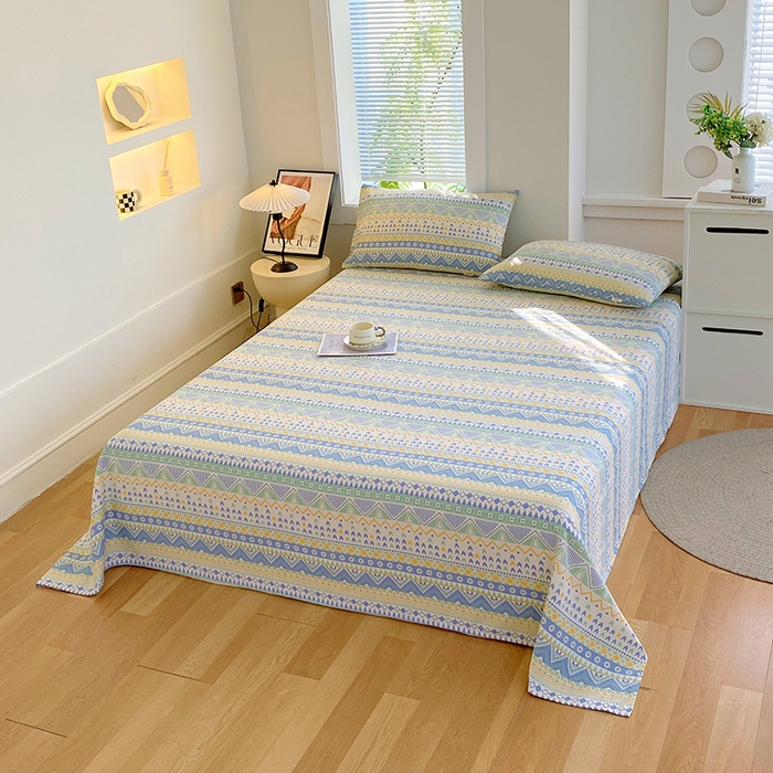 91家纺网 家纺一手货源 找家纺 爱彼家纺 2026新款古艺粗纱老粗布加厚加密凉席席子床单三件套 雅兰特