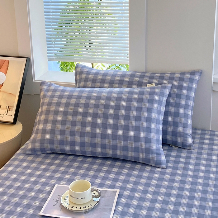 91家纺网 家纺一手货源 找家纺 爱彼家纺 2026新款古艺粗纱老粗布加厚加密凉席席子床单三件套 千叶蓝