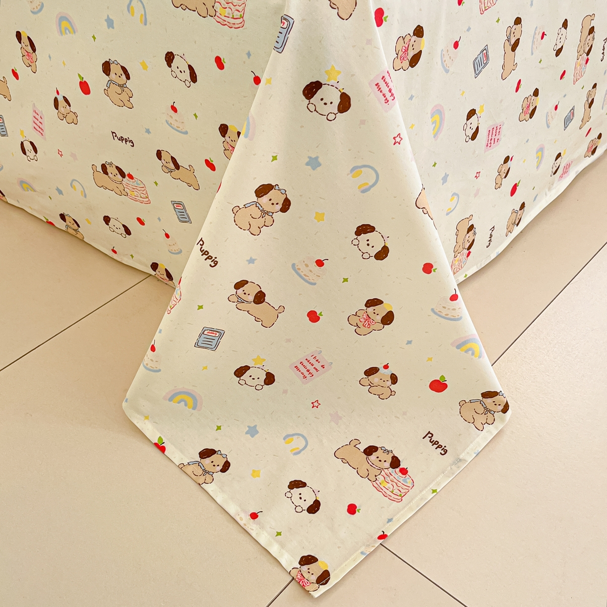 91家纺网 家纺一手货源 找家纺 寻米 2026新款13070全棉纯棉印花单床笠床笠单件-风格二 奶酪小狗