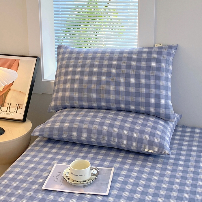 91家纺网 家纺一手货源 找家纺 爱彼家纺 2026新款古艺粗纱老粗布加厚加密凉席席子床单三件套 千叶蓝