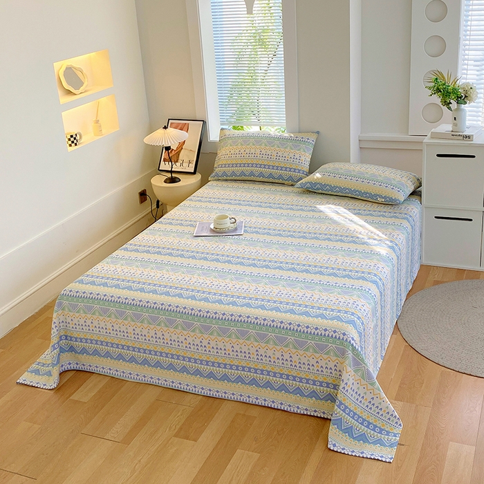 91家纺网 家纺一手货源 找家纺 爱彼家纺 2026新款古艺粗纱老粗布加厚加密凉席席子床单三件套 雅兰特