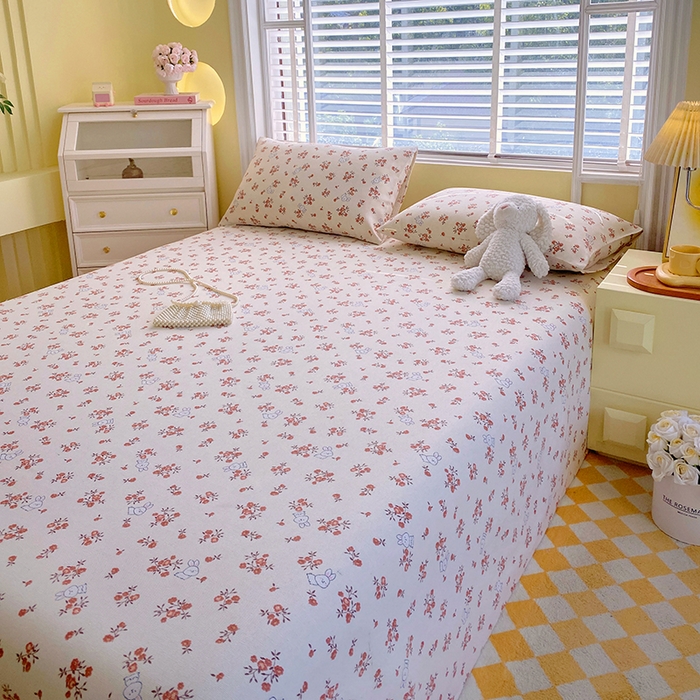 91家纺网 家纺一手货源 找家纺 爱彼家纺 2026新款古艺粗纱老粗布加厚加密凉席席子床单三件套 春日撩人