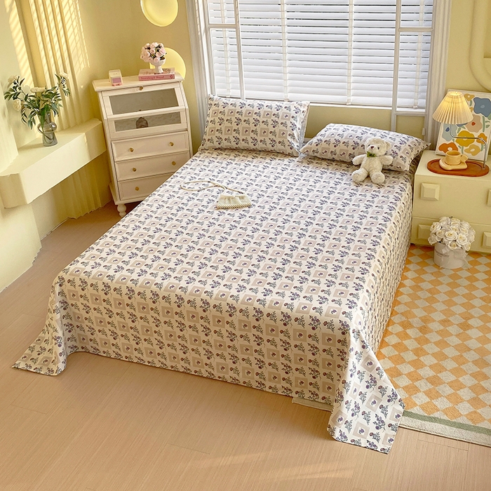 91家纺网 家纺一手货源 找家纺 爱彼家纺 2026新款古艺粗纱老粗布加厚加密凉席席子床单三件套 半蕾