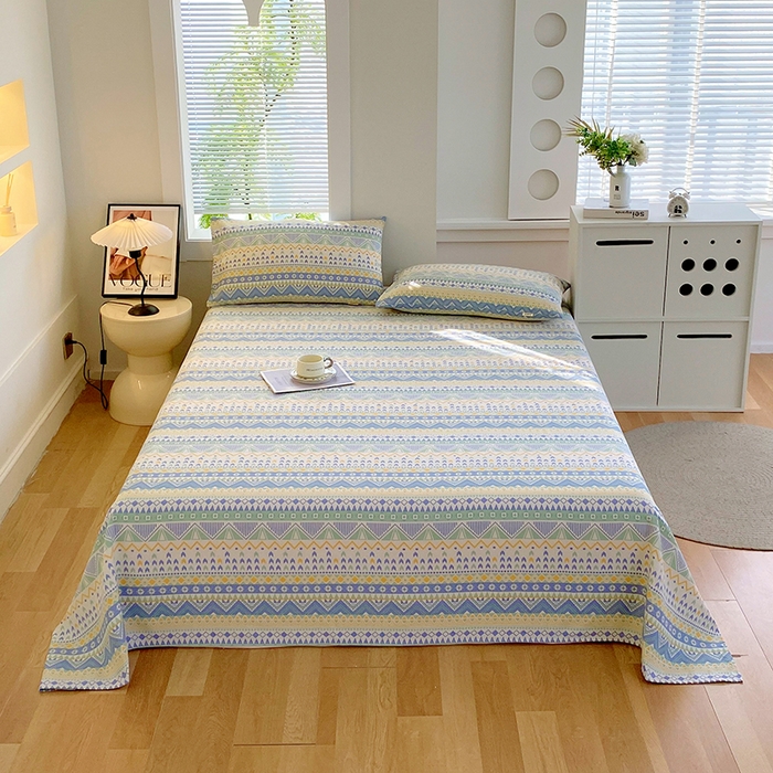 91家纺网 家纺一手货源 找家纺 爱彼家纺 2026新款古艺粗纱老粗布加厚加密凉席席子床单三件套 雅兰特