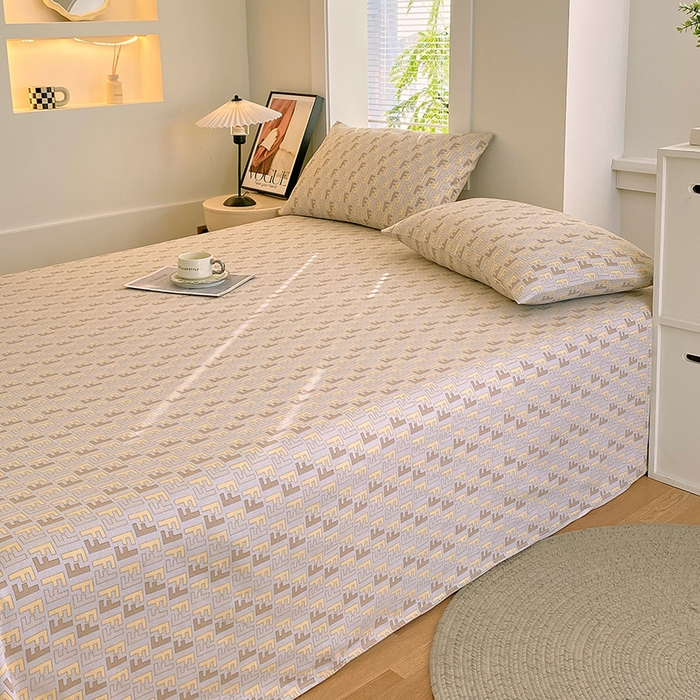 91家纺网 家纺一手货源 找家纺 爱彼家纺 2026新款古艺粗纱老粗布加厚加密凉席席子床单三件套 千鸟格