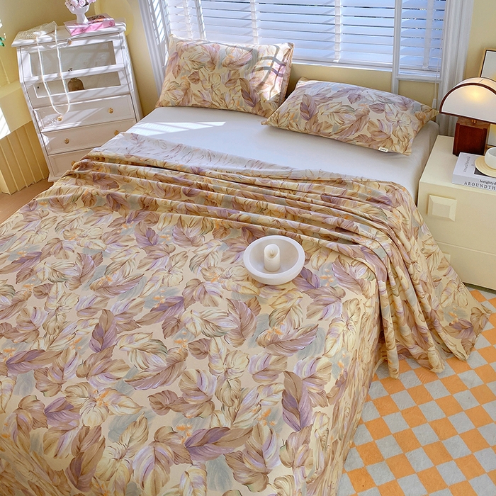 91家纺网 家纺一手货源 找家纺 爱彼家纺 2026新款古艺粗纱老粗布加厚加密凉席席子床单三件套 金枝玉叶