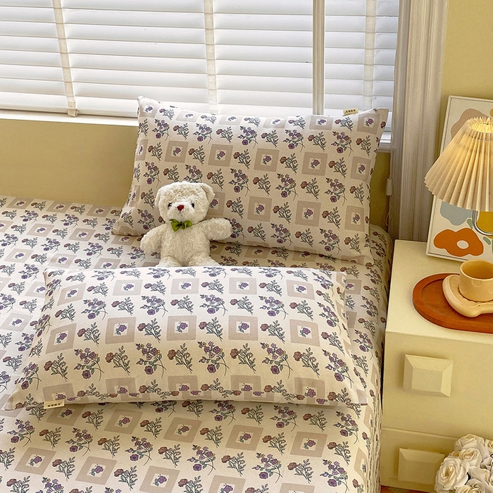 91家纺网 家纺一手货源 找家纺 爱彼家纺 2026新款古艺粗纱老粗布加厚加密凉席席子床单三件套 半蕾