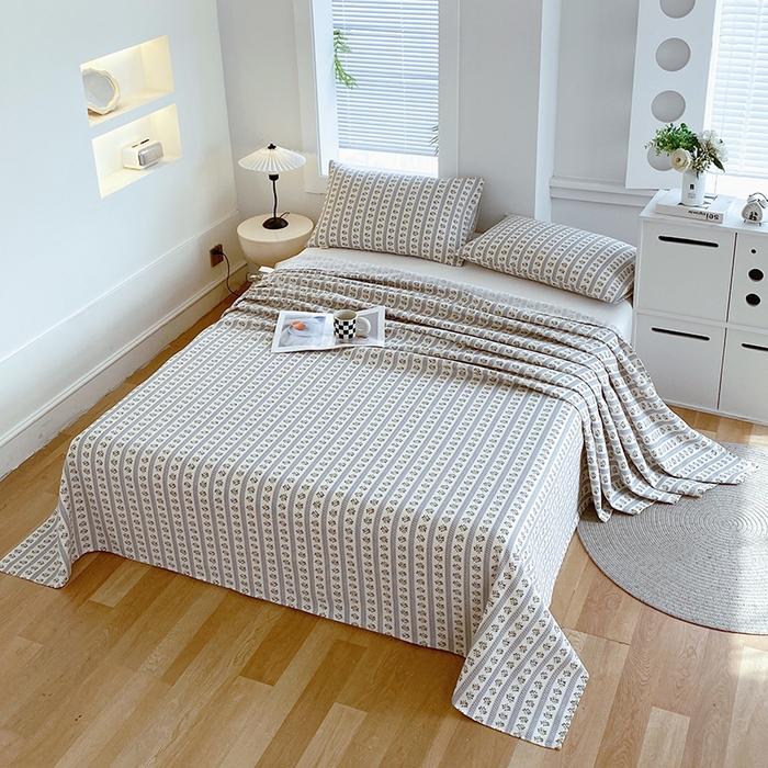 91家纺网 家纺一手货源 找家纺 爱彼家纺 2026新款古艺粗纱老粗布加厚加密凉席席子床单三件套 陌微