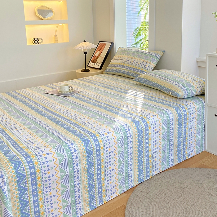 91家纺网 家纺一手货源 找家纺 爱彼家纺 2026新款古艺粗纱老粗布加厚加密凉席席子床单三件套 雅兰特