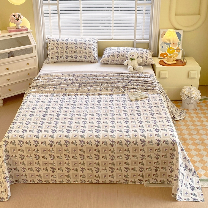 91家纺网 家纺一手货源 找家纺 爱彼家纺 2026新款古艺粗纱老粗布加厚加密凉席席子床单三件套 半蕾