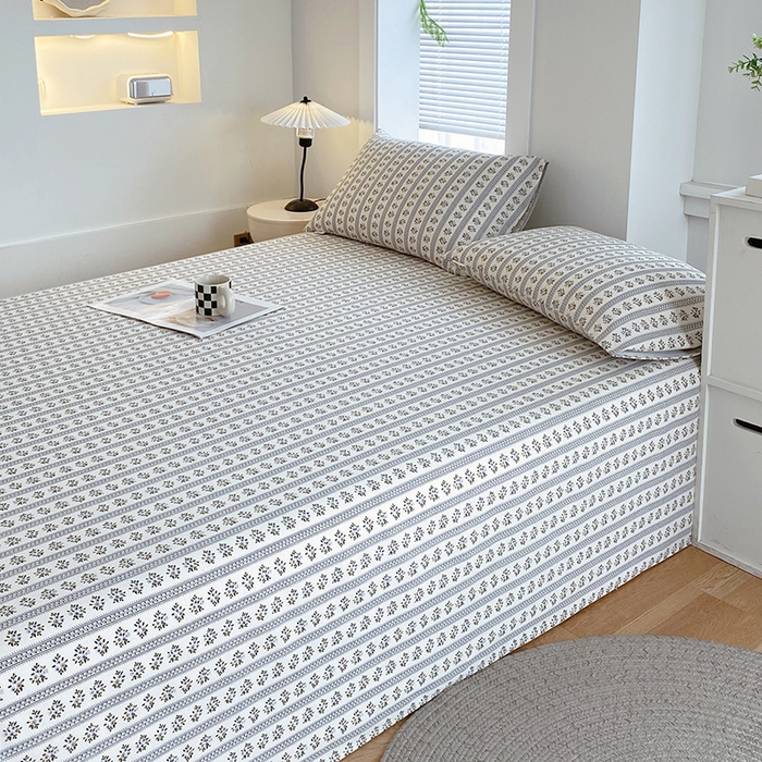 91家纺网 家纺一手货源 找家纺 爱彼家纺 2026新款古艺粗纱老粗布加厚加密凉席席子床单三件套 陌微