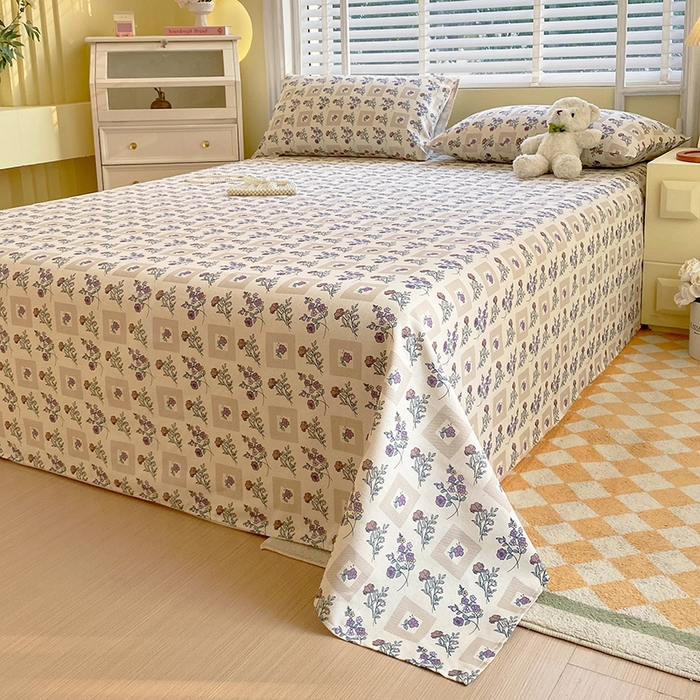 91家纺网 家纺一手货源 找家纺 爱彼家纺 2026新款古艺粗纱老粗布加厚加密凉席席子床单三件套 半蕾