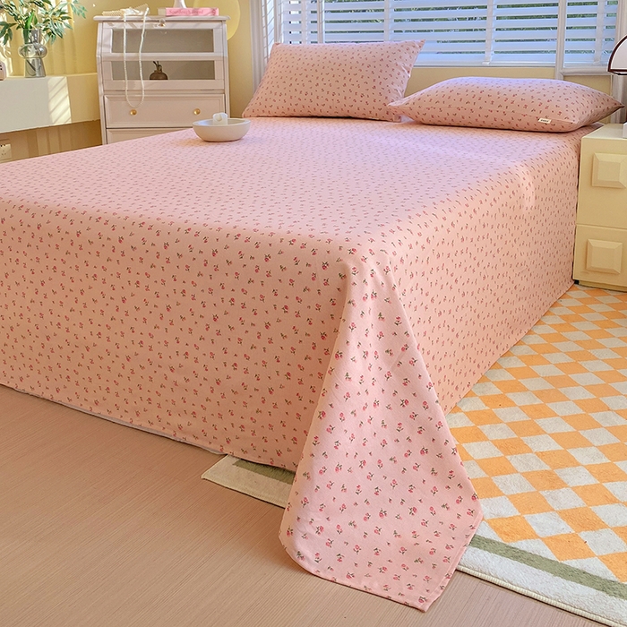 91家纺网 家纺一手货源 找家纺 爱彼家纺 2026新款古艺粗纱老粗布加厚加密凉席席子床单三件套 玫瑰花园