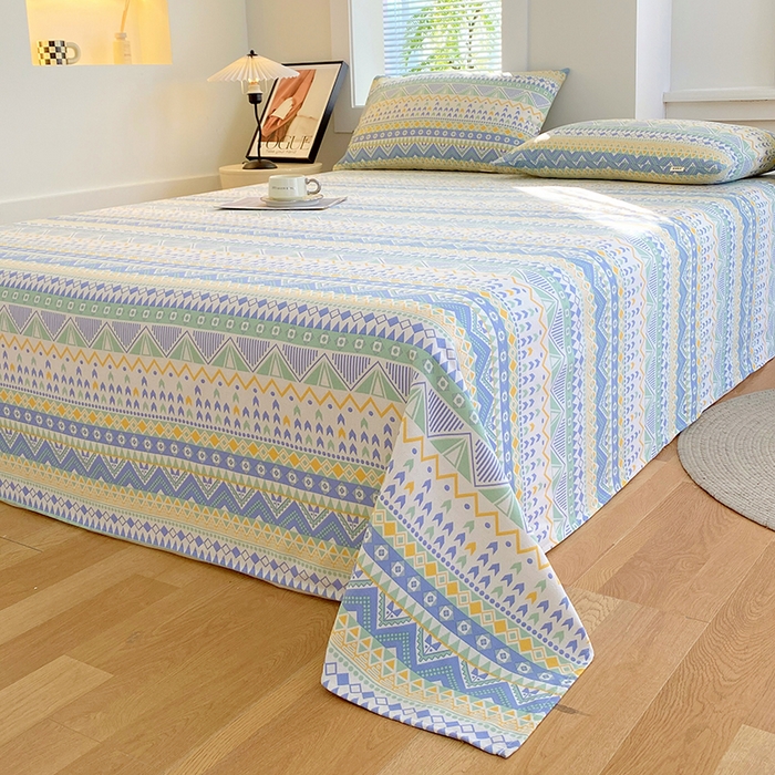 91家纺网 家纺一手货源 找家纺 爱彼家纺 2026新款古艺粗纱老粗布加厚加密凉席席子床单三件套 雅兰特