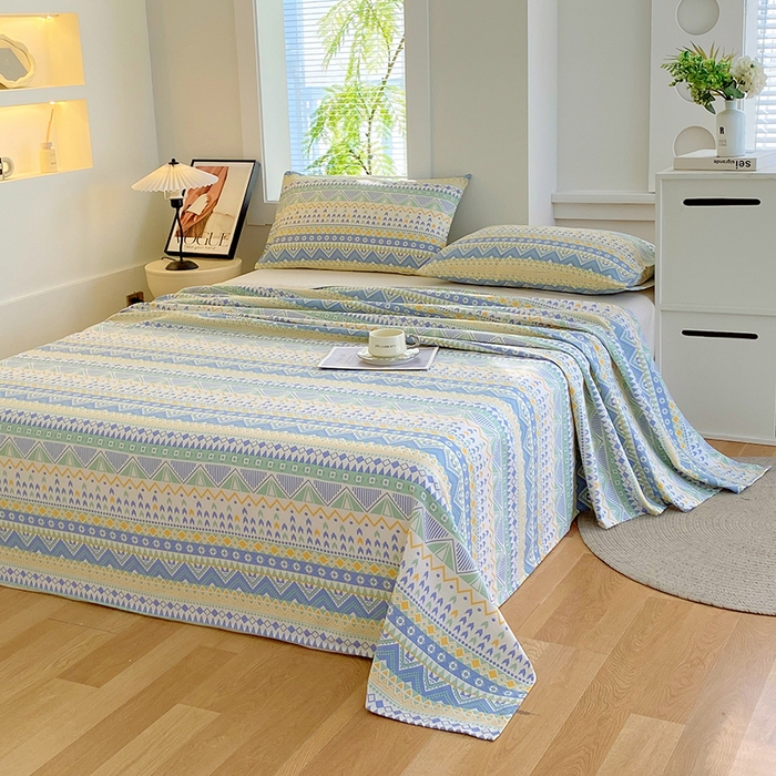 91家纺网 家纺一手货源 找家纺 爱彼家纺 2026新款古艺粗纱老粗布加厚加密凉席席子床单三件套 雅兰特