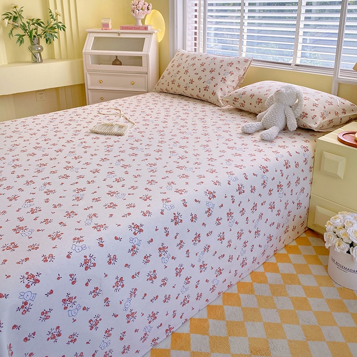 91家纺网 家纺一手货源 找家纺 爱彼家纺 2026新款古艺粗纱老粗布加厚加密凉席席子床单三件套 春日撩人