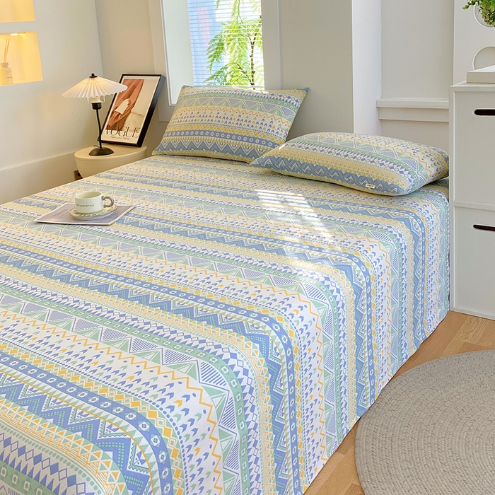 91家纺网 家纺一手货源 找家纺 爱彼家纺 2026新款古艺粗纱老粗布加厚加密凉席席子床单三件套 雅兰特