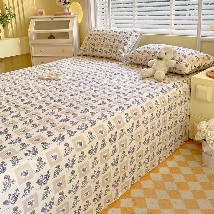 91家纺网 家纺一手货源 找家纺 爱彼家纺 2026新款古艺粗纱老粗布加厚加密凉席席子床单三件套 半蕾