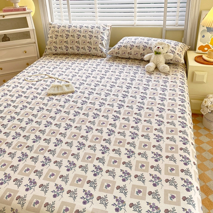 91家纺网 家纺一手货源 找家纺 爱彼家纺 2026新款古艺粗纱老粗布加厚加密凉席席子床单三件套 半蕾