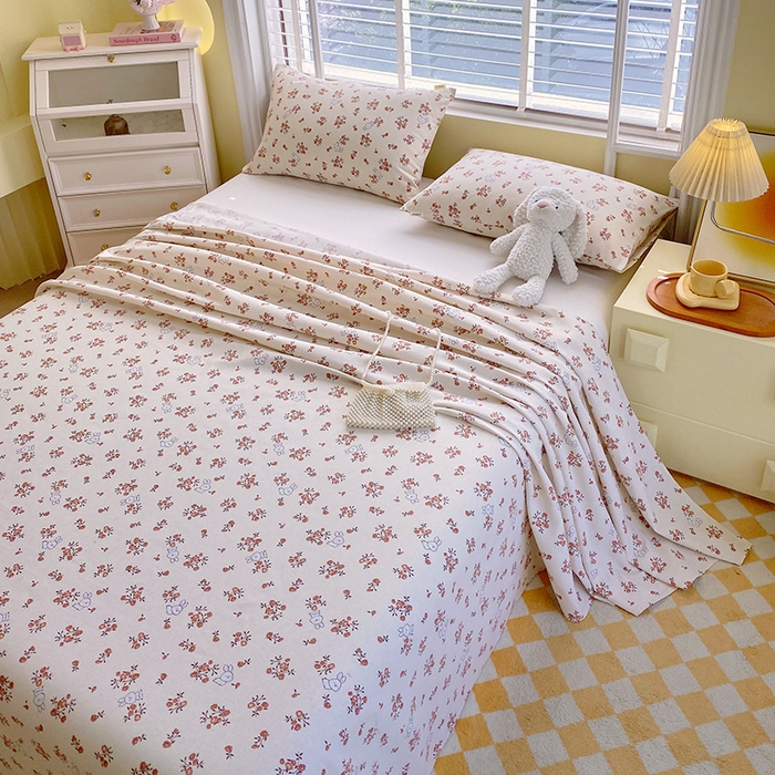 91家纺网 家纺一手货源 找家纺 爱彼家纺 2026新款古艺粗纱老粗布加厚加密凉席席子床单三件套 春日撩人