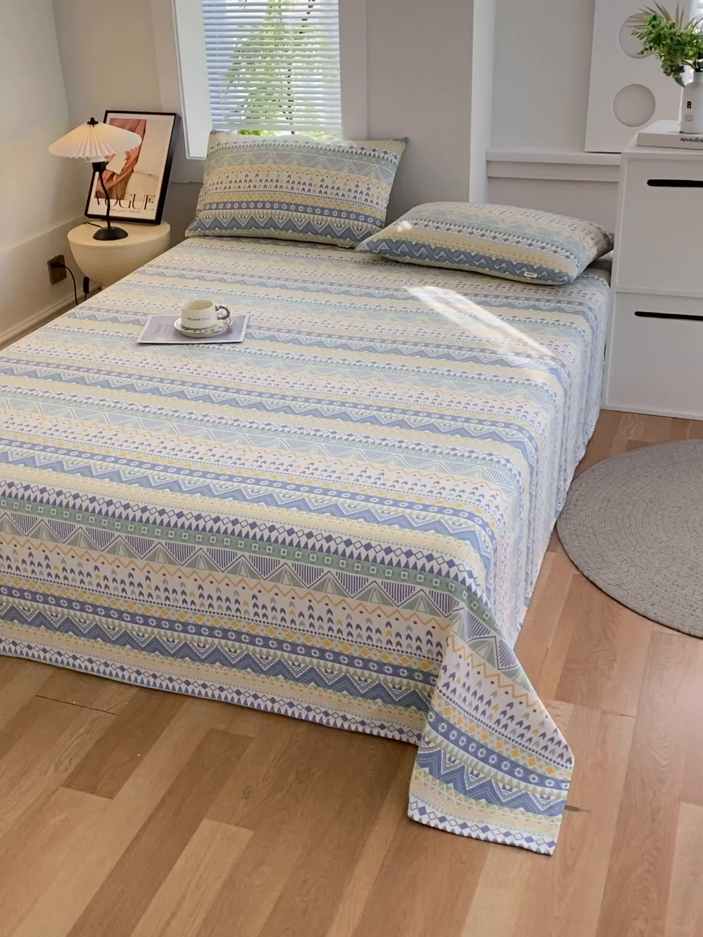 91家纺网 家纺一手货源 找家纺 爱彼家纺 2026新款古艺粗纱老粗布加厚加密凉席席子床单三件套 雅兰特