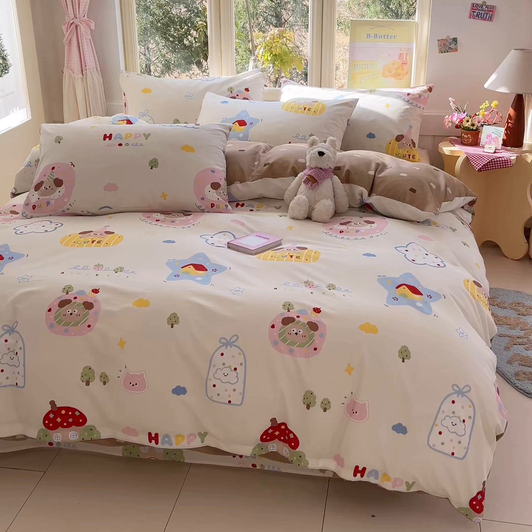 91家纺网 家纺一手货源 找家纺 寻米 2026新款13070全棉纯棉印花单床笠床笠单件-风格二 香草泡芙