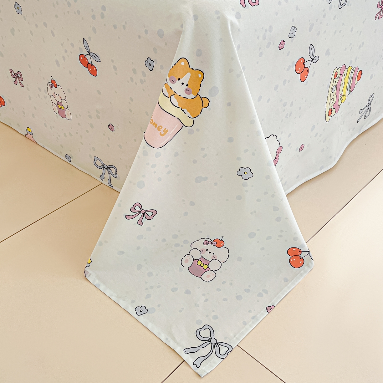 91家纺网 家纺一手货源 找家纺 寻米 2026新款13070全棉纯棉印花单床笠床笠单件-风格二 小熊饼干