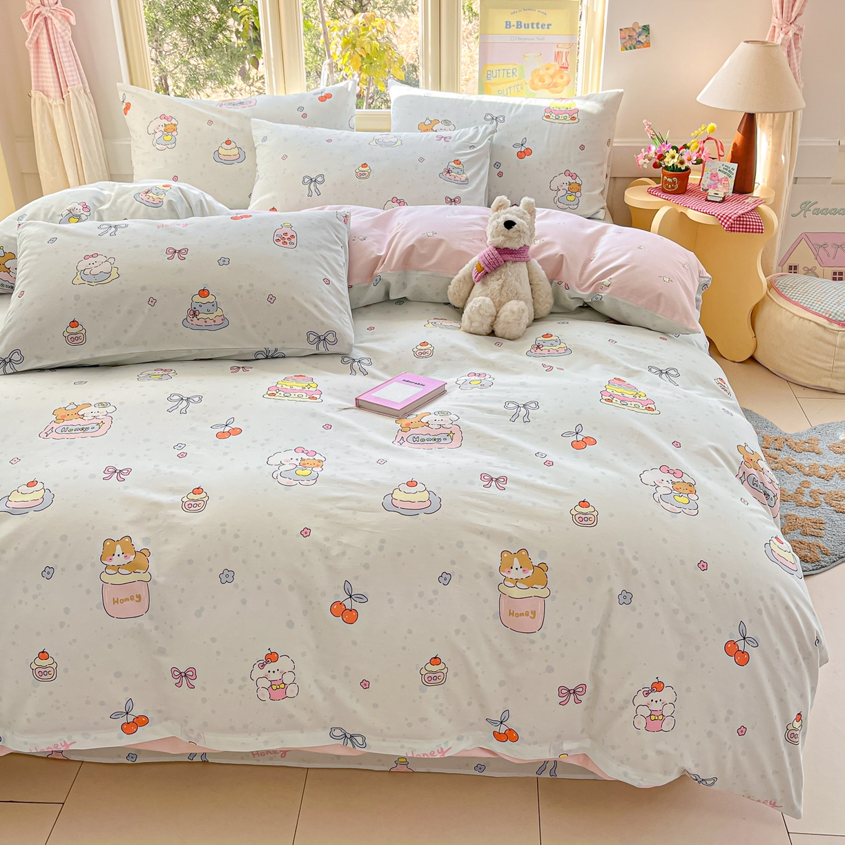 91家纺网 家纺一手货源 找家纺 寻米 2026新款13070全棉纯棉印花单床笠床笠单件-风格二 小熊饼干