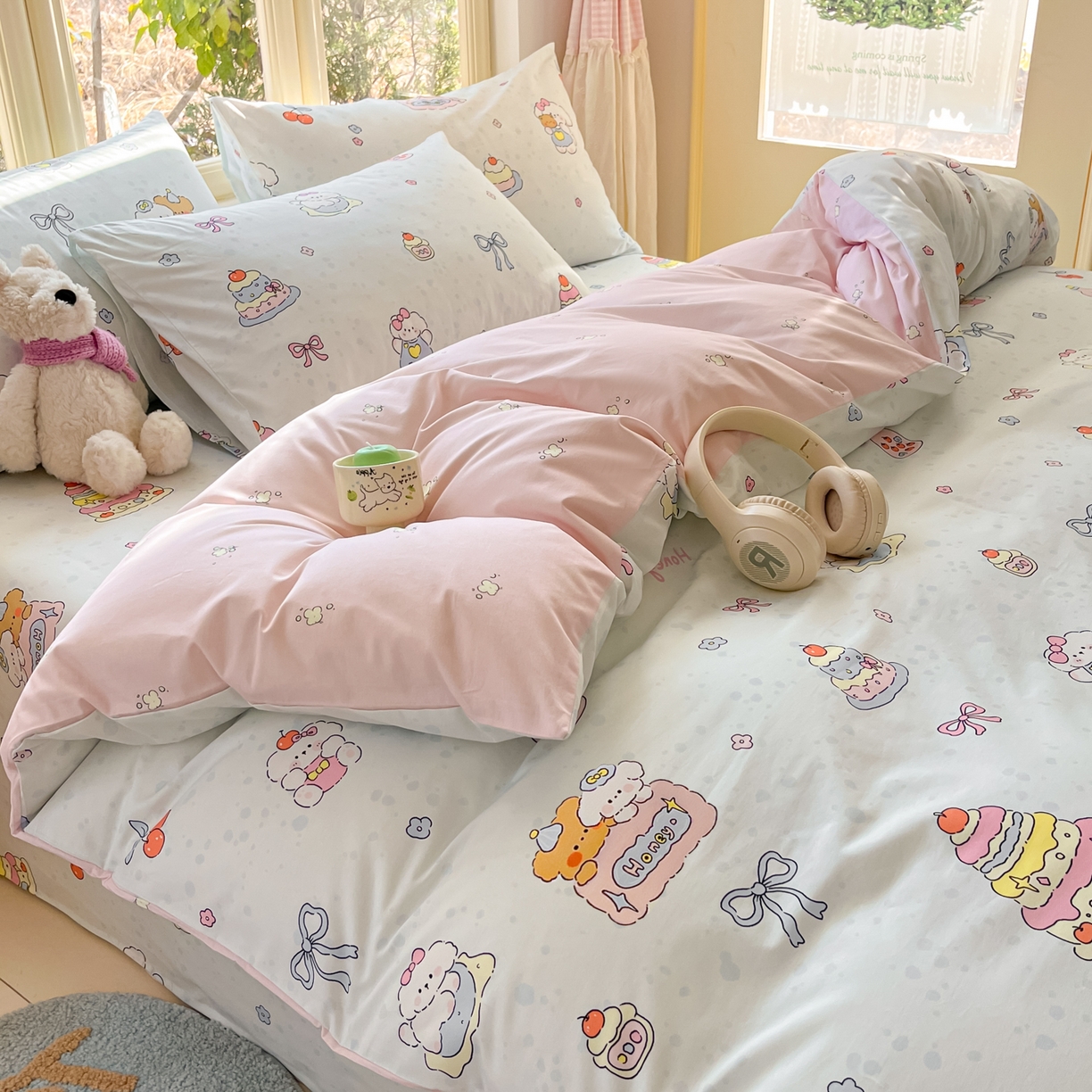 91家纺网 家纺一手货源 找家纺 寻米 2026新款13070全棉纯棉印花单床笠床笠单件-风格二 小熊饼干