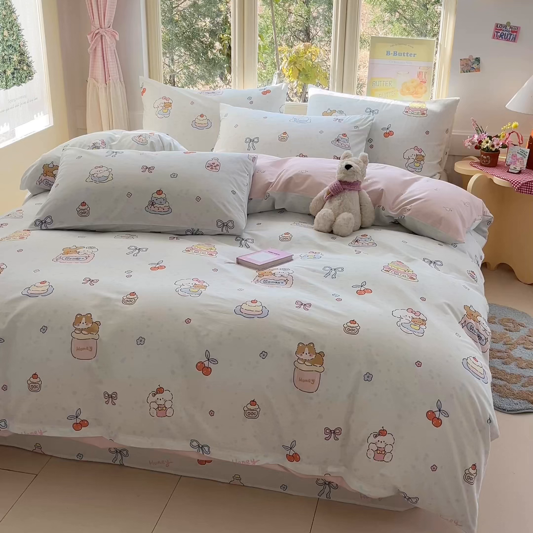 91家纺网 家纺一手货源 找家纺 寻米 2026新款13070全棉纯棉印花单床笠床笠单件-风格二 小熊饼干