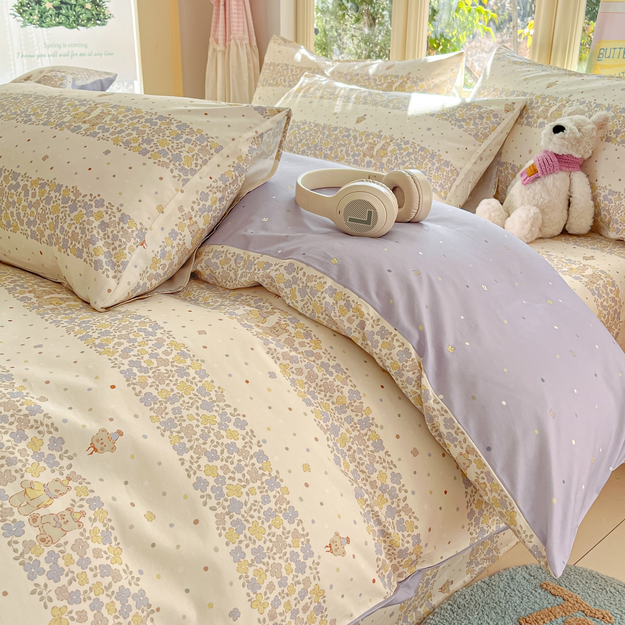 91家纺网 家纺一手货源 找家纺 寻米 2026新款13070全棉纯棉印花单床笠床笠单件-风格二 小熊温蒂