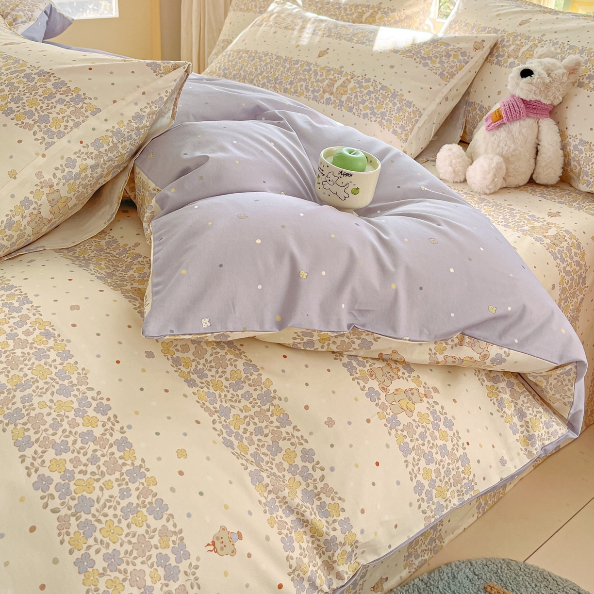 91家纺网 家纺一手货源 找家纺 寻米 2026新款13070全棉纯棉印花单床笠床笠单件-风格二 小熊温蒂