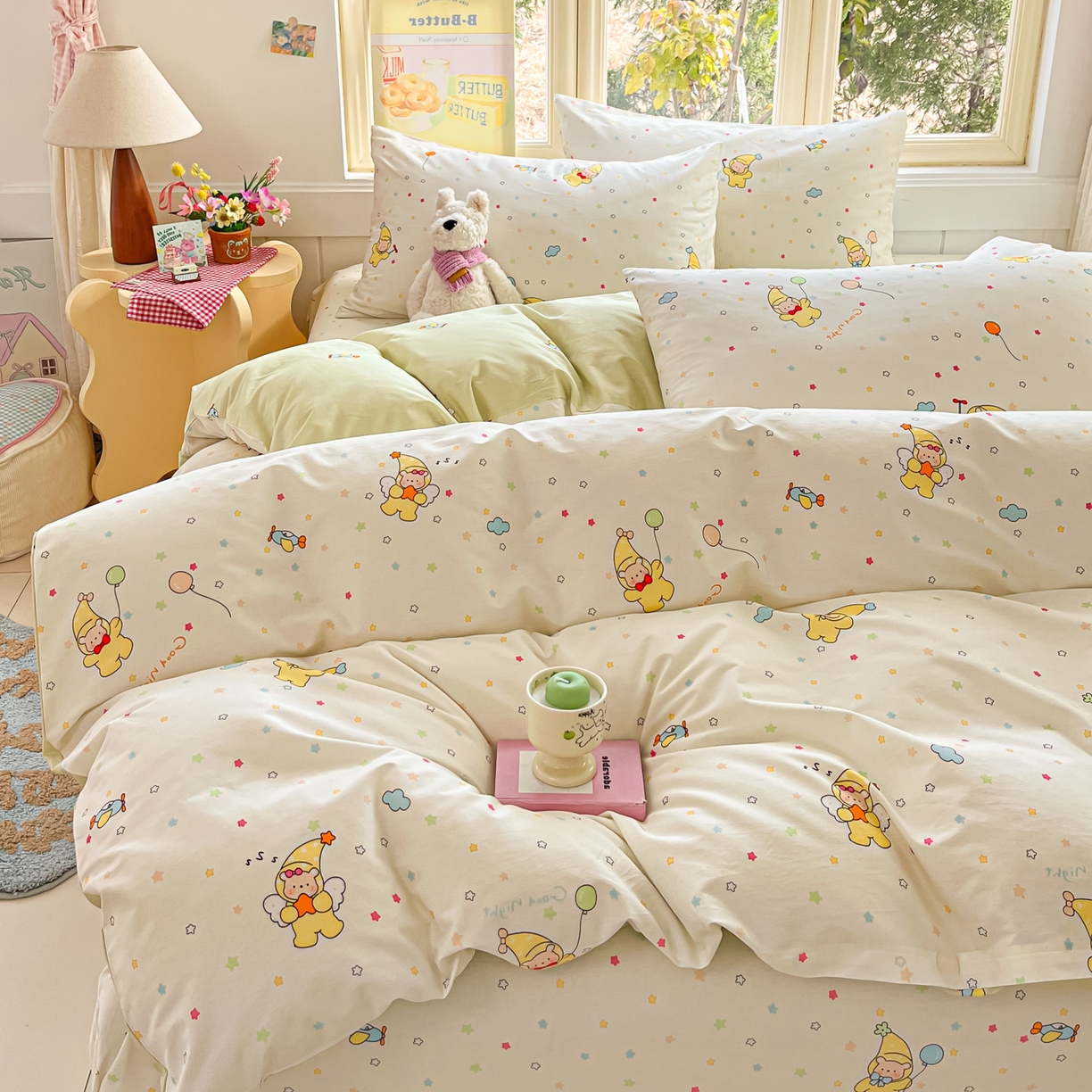 寻米 2026新款13070全棉纯棉印花单床笠床笠单件-风格二 星星小熊