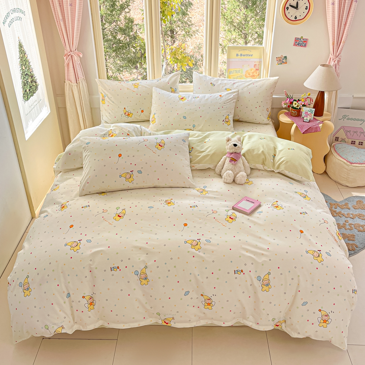 91家纺网 家纺一手货源 找家纺 寻米 2026新款13070全棉纯棉印花单床笠床笠单件-风格二 星星小熊