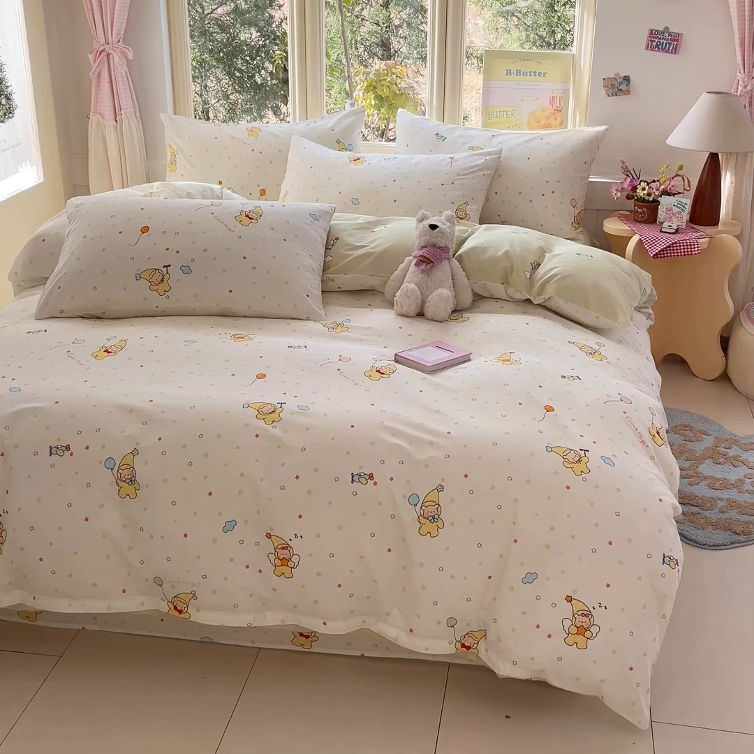 91家纺网 家纺一手货源 找家纺 寻米 2026新款13070全棉纯棉印花单床笠床笠单件-风格二 星星小熊