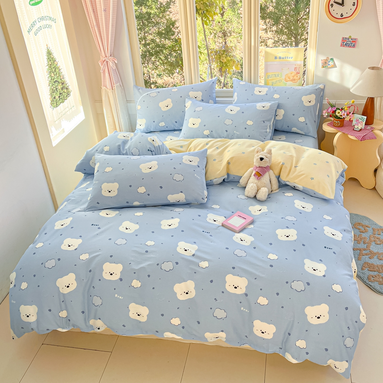 91家纺网 家纺一手货源 找家纺 寻米 2026新款13070全棉纯棉印花单床笠床笠单件-风格二 云朵小熊