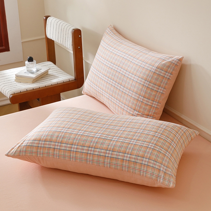 91家纺网 家纺一手货源 找家纺 悦然毛巾被 2026新款全棉水洗棉夏被夏凉被空调被 暖格晚风橙