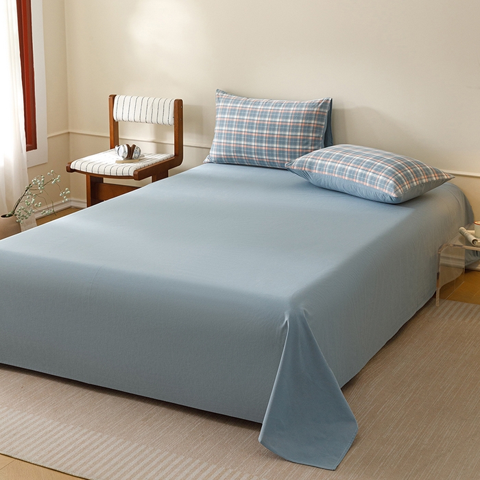 91家纺网 家纺一手货源 找家纺 悦然毛巾被 2026新款全棉水洗棉夏被夏凉被空调被 暖格晚风蓝