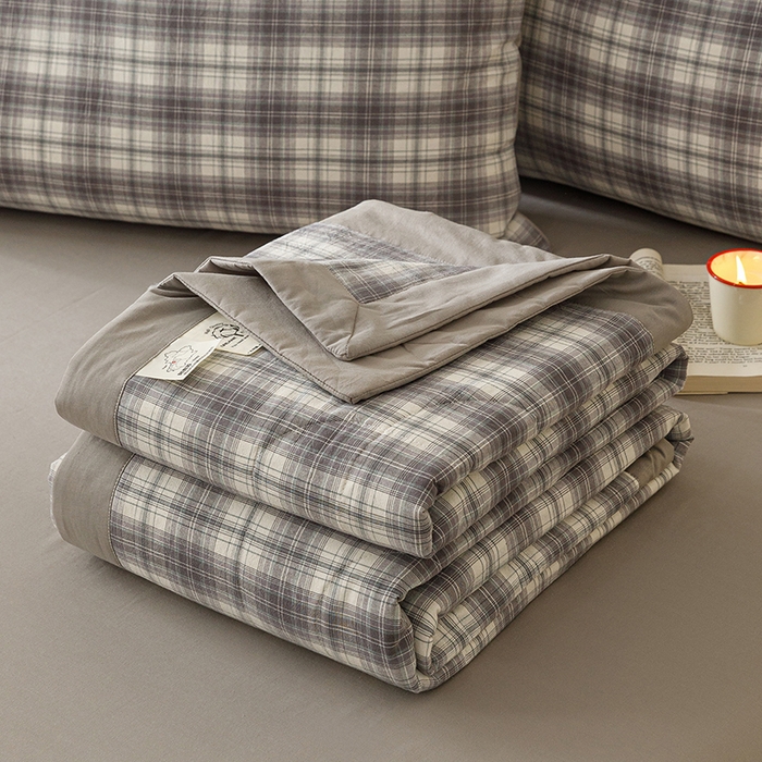 悦然毛巾被 2026新款全棉水洗棉夏被夏凉被空调被 暖格晚风灰