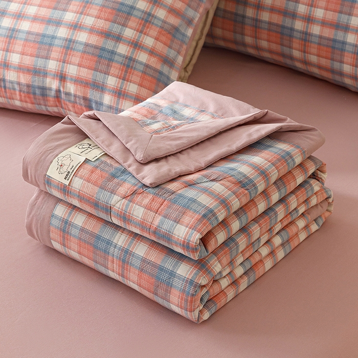 悦然毛巾被 2026新款全棉水洗棉夏被夏凉被空调被 暖格晚风粉