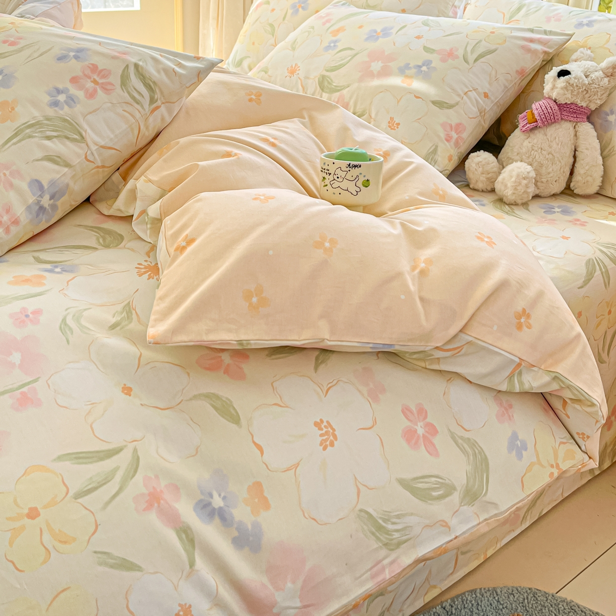 91家纺网 家纺一手货源 找家纺 寻米 2026新款13070全棉纯棉印花单床单床单单件-风格二 春风里-杏色